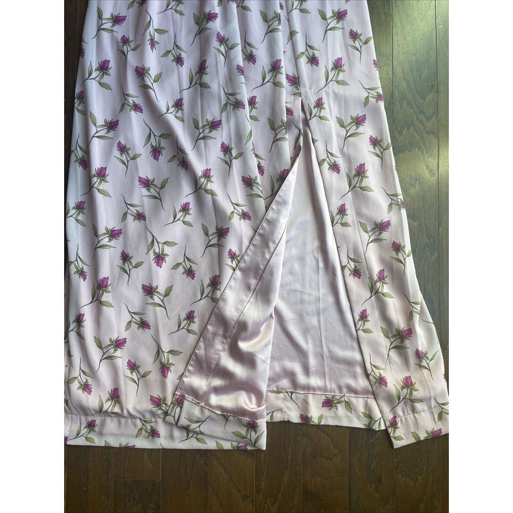 Belle Badgley Mischka Women's Pink Teal Floral Sleeveless Maxi Dress Size 8 - Picture 4 of 12